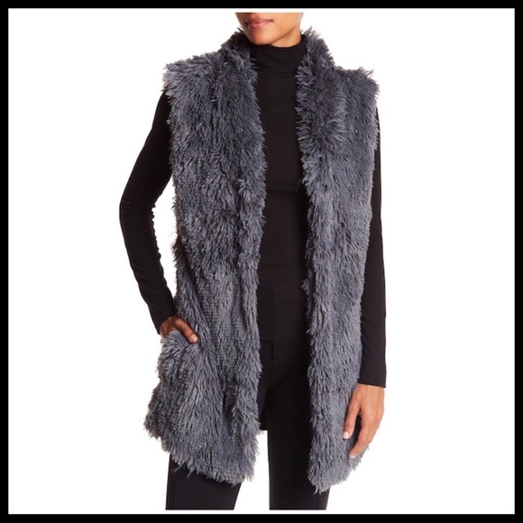 Angie Jackets & Blazers - Angie Faux Fur Vest Dark Grey.